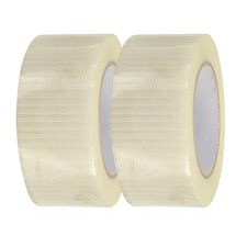 2 Rolls Filament Strapping Tape, 2"x54.7yd Fiberglass Mesh Packaging