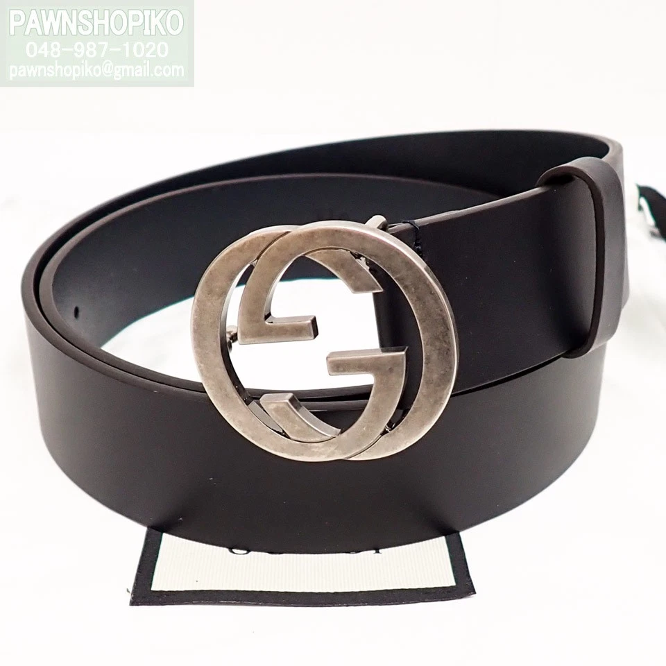 Ceinture Gucci imbriquée G 90 cm cuir marine foncé occasion envoi rapide
