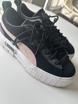 PUMA Mayze Platform Sneakers Black & Pink Suede Upper