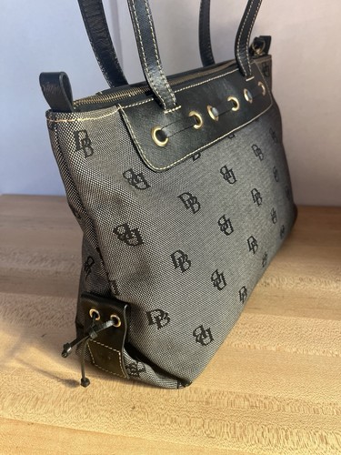 Vintage Dooney & Bourke Signature Satchel Tasche Handtasche Schwarz & Grau - Bild 5 von 24
