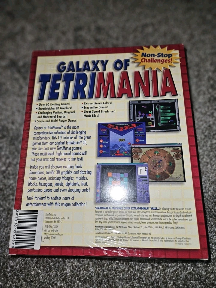 Galaxy of Games Tetrimania PC CD-ROM Windows 95, New Sealed - Image 2 of 2