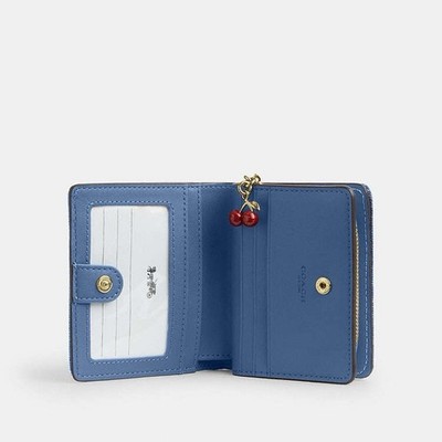 NWT Coach Snap Wallet In Loved Denim With Charm CEC35 denim/Gold