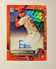Elian De La Cruz 2025 1st Bowman Chrome AUTO ORANGE Shimmer REFRACTOR 12/25 N6