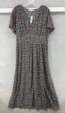 NWT LOFT Dress Women's Size 12 Maxi Floral Boho Cottagecore Flutter Sleeves