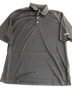 Slazenger Polo Shirt Mens Large Gray Geometric 100% Polyester Golf Knit Top