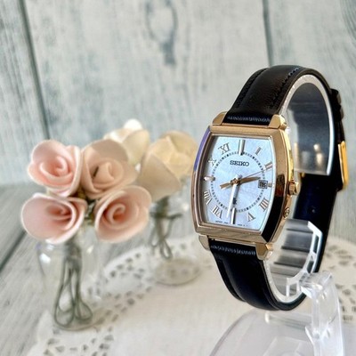 SEIKO Lukia 1B32-0AV0 Titanium Solar Radio Watch Gold 27mm