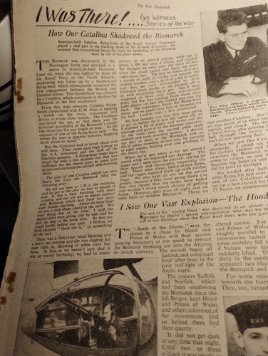 Sk277 Ephemera 1941 Artikel The Bismarck Catalina The Hood Sunk Tilburn Dundas