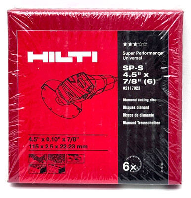 NEW HILTI #2117923 Diamond Cutting Disc SP-S 4.5'' x 7/8'' (6) 6-Pack ~ Free Ship.