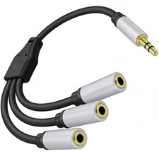 3.5mm TRS Stereo Audio Splitter Cable, 1FT 1 Male to 3 Female Headphone Aux S...
