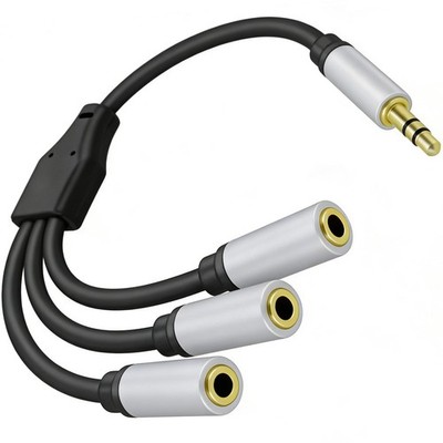 3.5mm TRS Stereo Audio Splitter Cable, 1FT 1 Male to 3 Female Headphone Aux S...