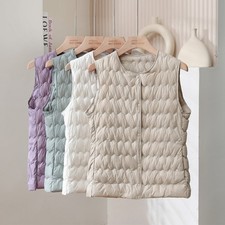 Women Down Coat Waistcoat Vest Tank Tops Gilet Cardigan Retro Jacket Winter