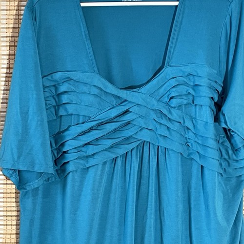 Jessica London Damen 18/20 Tunika Oberteil Blau Rüschen Kurzarm Relaxed - Bild 2 von 7