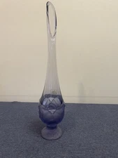 Viking Glass 16” Swung Vase – Purple Amethyst Satin Petal Base – Mid Century