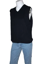 Eddie Bawer Men's Vest 100% Cotton SZ XL Navy Blue Casual V Neck Tight Knit