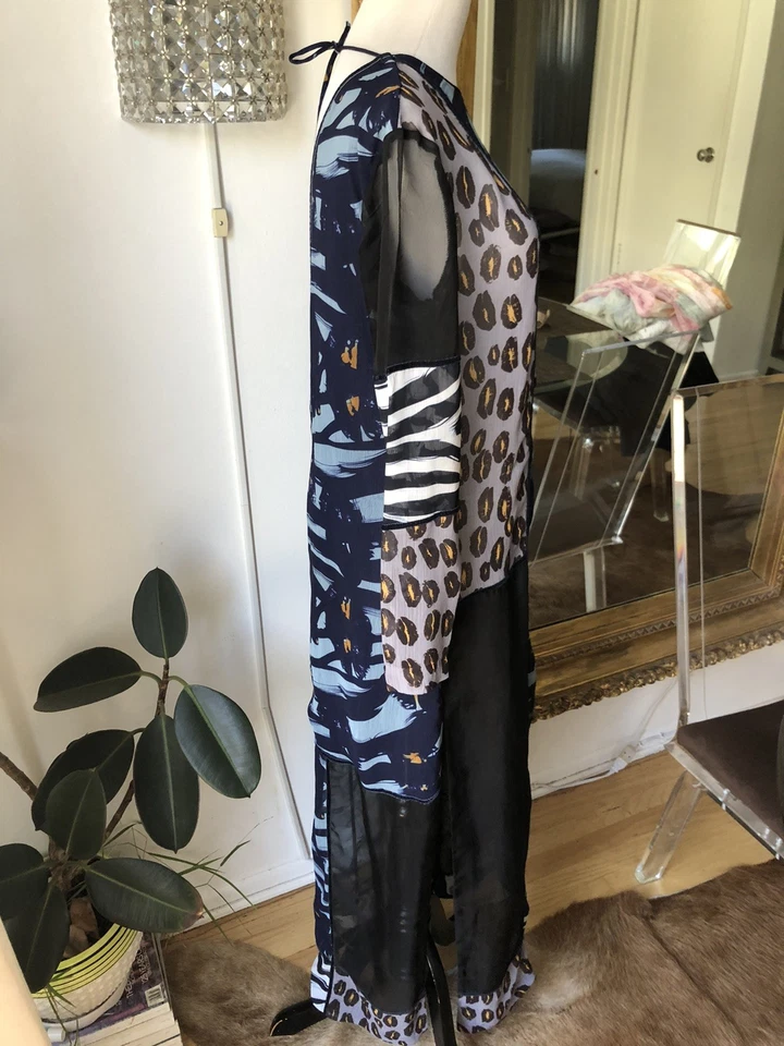 H&M Studio A/W 2014 Multicolor Estampado Leopardo Manga Larga Vestido Talla 8 - Imagen 3 de 4