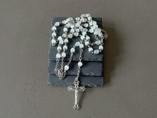 Rosario de piedras lunares cuentas de piedras preciosas blancas rosario collar de cuentas de piedra lunar hecho a mano
