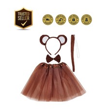 Charming Monkey Ear  Tail Tutu Set for Kids - Perfect for Halloween Parties