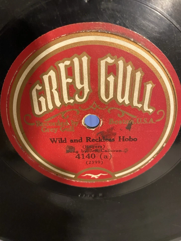 Rare GREY GULL 78 RPM Record Arthur Hall- Shine & Wild and Reckless Hobo 1929 Foto 4 de 4