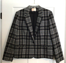 Vintage Pendleton Virgin Wool Blazer Women s 18 Black white and gray Lined USA