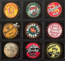 9 UNUSED CORK BEER BOTTLE CAPS SHERIDAN MONARCH HAZLETON PILSENER MOUNTAIN BREW+