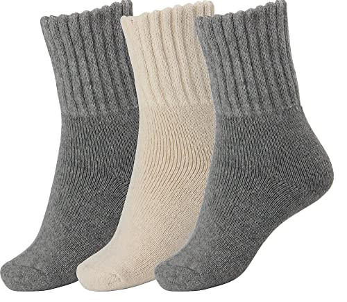 Boot Socks for Women Winter Solid Thick Warm Medium Gray Gray Cream -3 Pairs - Bild 1 von 5