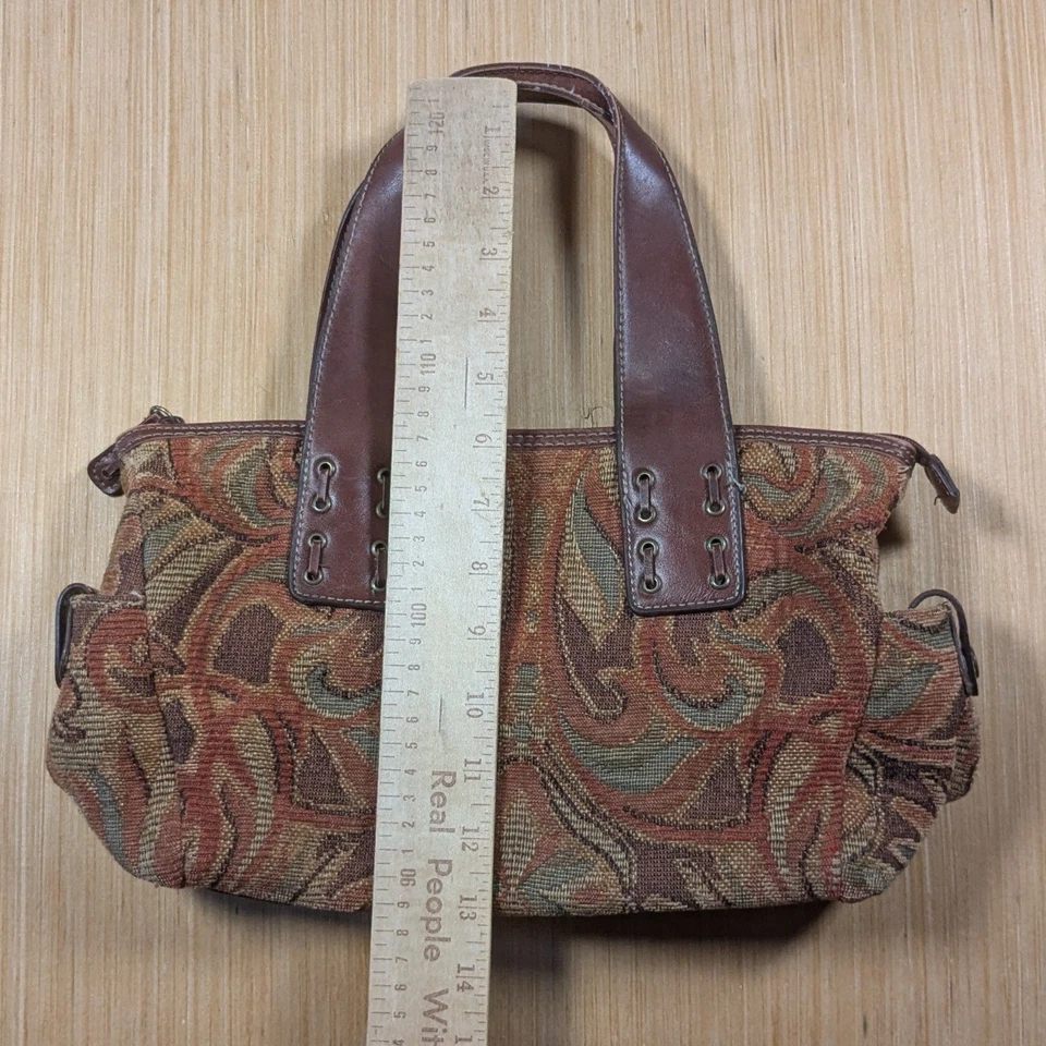 Relic Brown Tapestry Fabric Satchel Handbag Purse Floral Print Travel Bag - Image 4 of 4