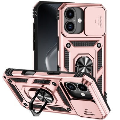 For iPhone 17 Pro Max/Air/16e/15 Heavy Duty Rugged Stand Case Slide Lens Cover