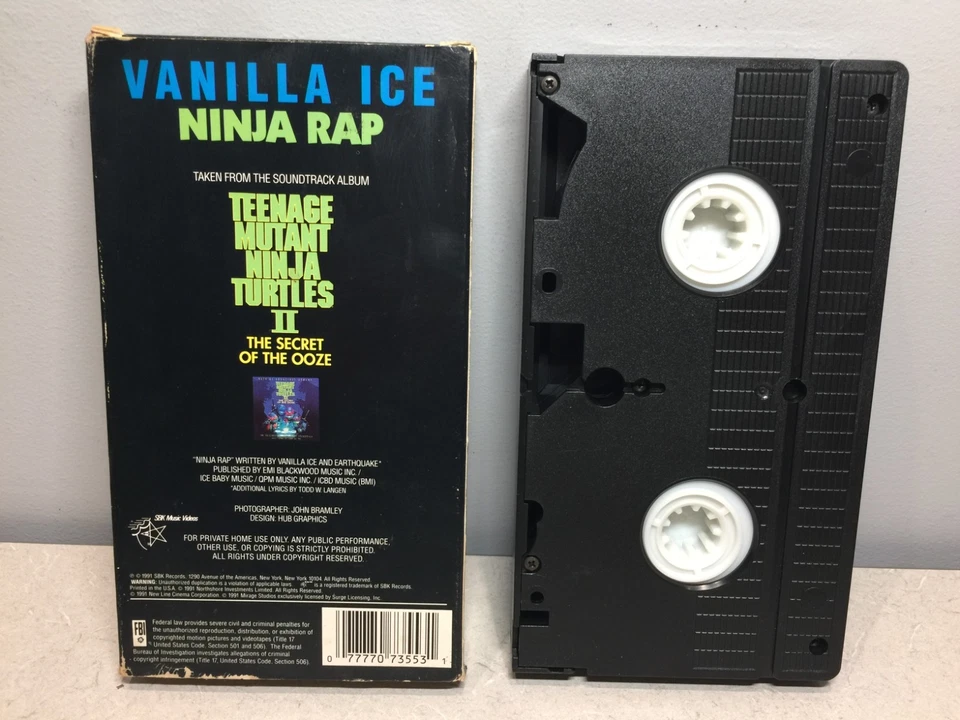 Teenage Mutant Ninja Turtles Vanilla Ice Ninja Rap VHS Single Secret Of The Ooze - Image 2 of 2