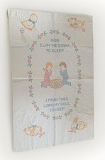 VTG Cross Stitch Quilt Coverlet Blanket Nursery Wall Decor Rod Pocket  READ  