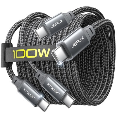 100W USB C to USB C Cable 2-Pack 6.6FT Type C Fast Charging Cable Compatible ...