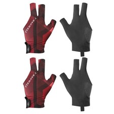 2 pcs, 3 Finger Pool Glove Left Hand Billiard Gloves Black Red
