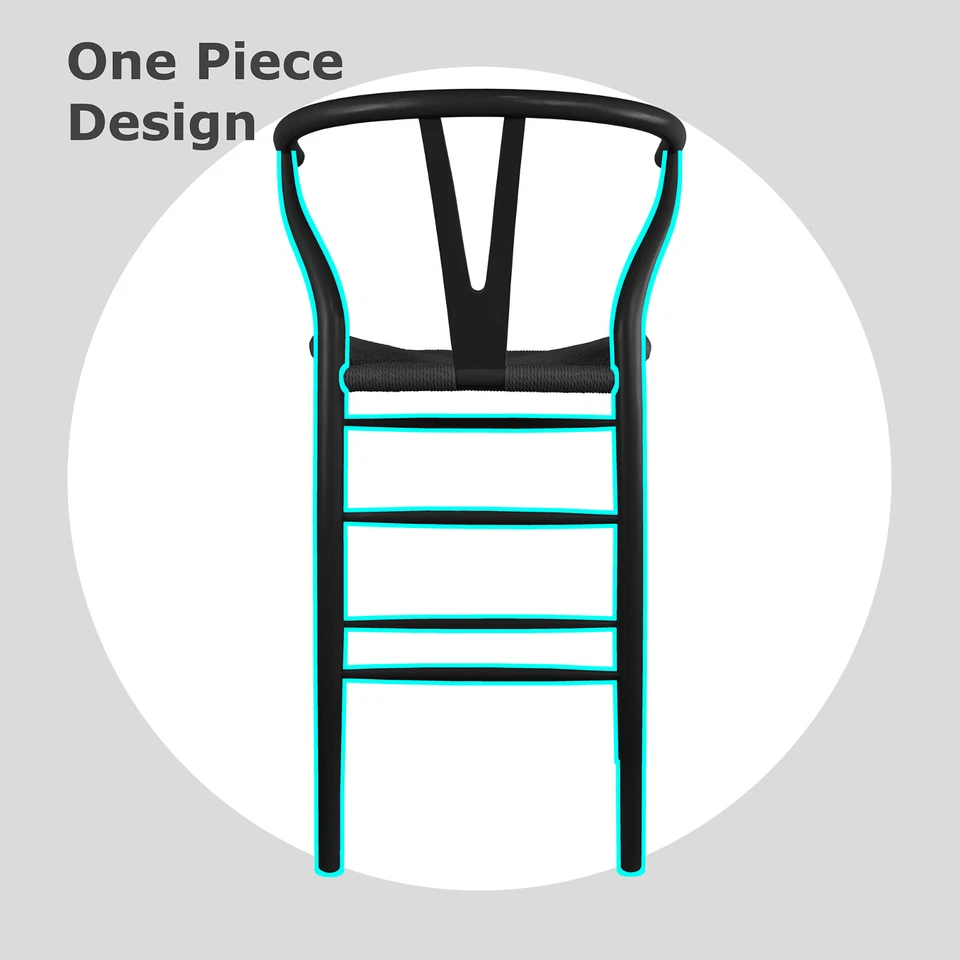 Wishbone Counter Height Stool 26" Seat Height Wooden Y back Kitchen Barstool - Image 4 of 4