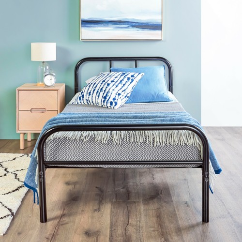 Metal Bed Frame Single Bed Frame Curved Black Bed For Adults Teenagers Kids 3FT - Picture 4 of 38