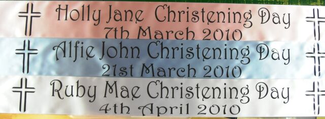 Personalised 100mm Wide Christening Ribbon Banner 1 Metre - FREE P/P New Personalised 100mm Wide Christening Ribbon Banner 1 Metre - FREE P/P New
