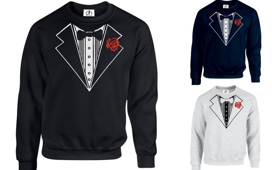 Traje Smoking Pajarita Divertido Disfraz Sudadera con Capucha Boda Stag De (