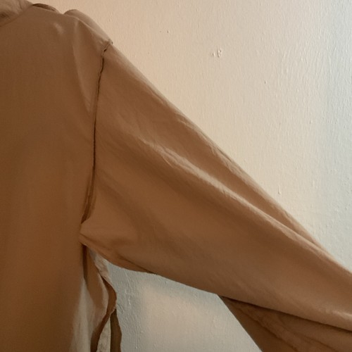 VINTAGE TEDDI Tan Full Zip Lightweight Ruched Spring Fall Jacket XL Extra Large - Picture 16 of 19