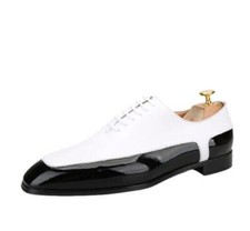 Men's New Fashion British Pointy Toe Lace Up Color Matching Party Leather Shoes