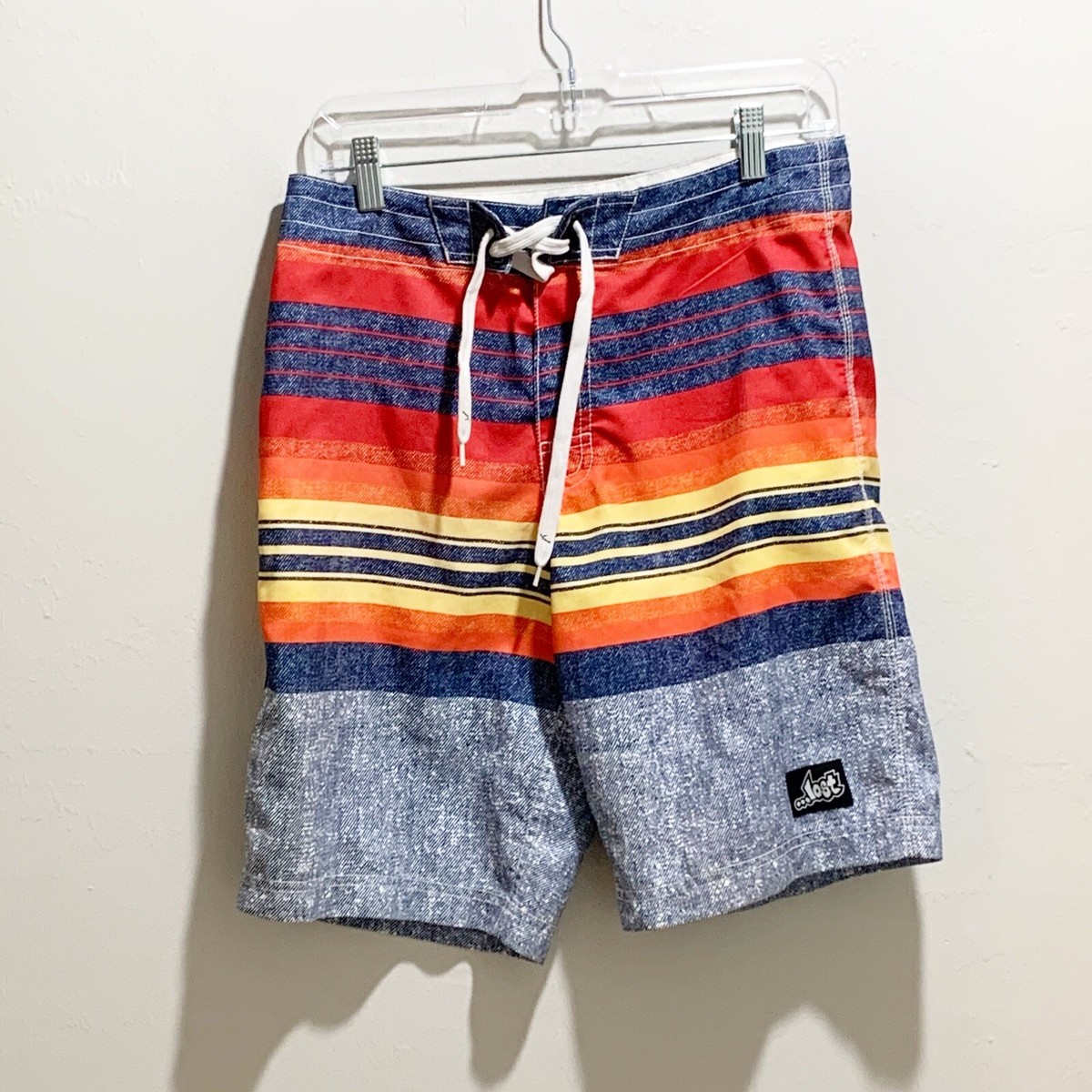 LOST Men’s Board Shorts Trunks Red Blue Gray Orange Size 30