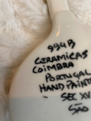 Guitarra Ceramica De Coimbra Bandurria Portugal Pintada a Mano Firmada De Standing Nueva - Imagen 2 de 2