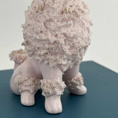 Vintage Pink & Gold Spaghetti Poodle with Flower Hat Figurine - Picture 9 of 13