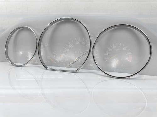 For Mercedes W124 1984-1997 Polished Aluminium Rings Dial Surrounds Speedo 3pcs - Imagen 4 de 8