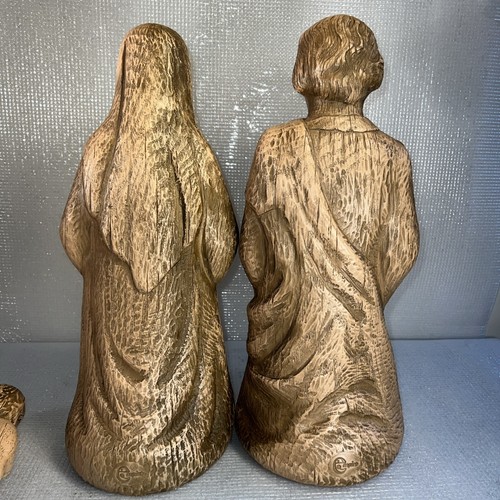 Nativity Mary Joseph & Baby Jesus Plastic Faux Wood Grain Blow Molds VTG Empire - Picture 12 of 13