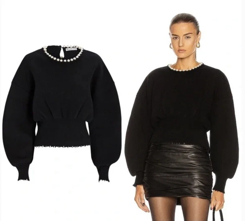 Necklace with crew neck sweater clearance