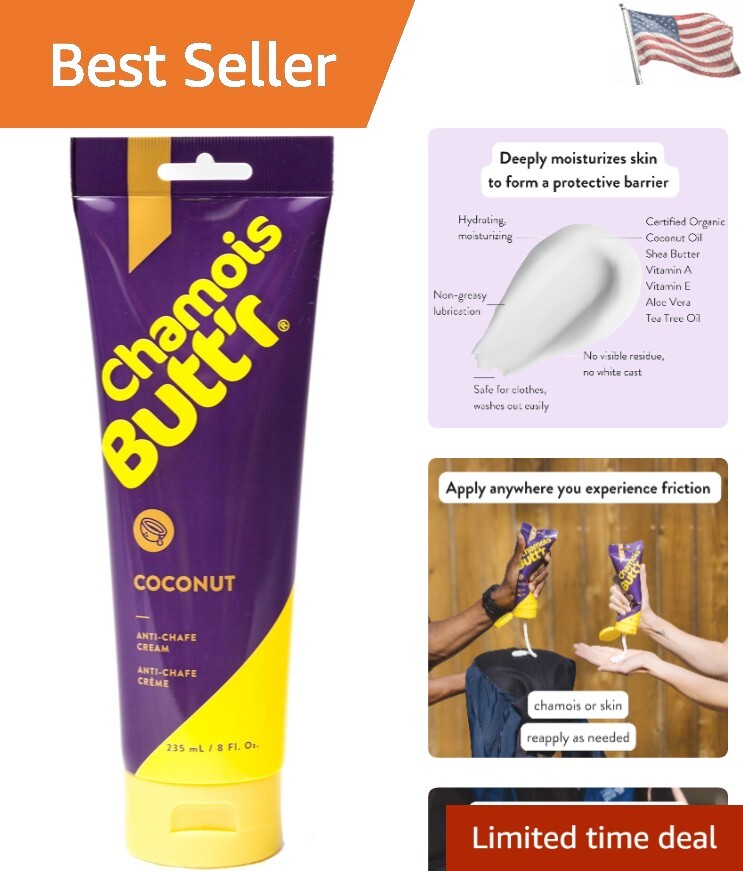 Organic Coconut Anti-Chafe Cream 8oz | Natural Relief for Active Skin