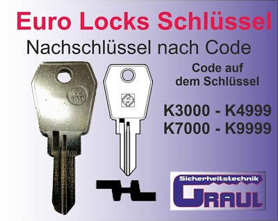 Euro Locks Nachschlüssel EU-13D, EU18R nach Code, Stahlschrank, Möbelzylinder