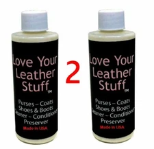 (2) Love Your Leather 4oz Cleaner Conditioner & Polish Boot & Shoes Coats Sofas