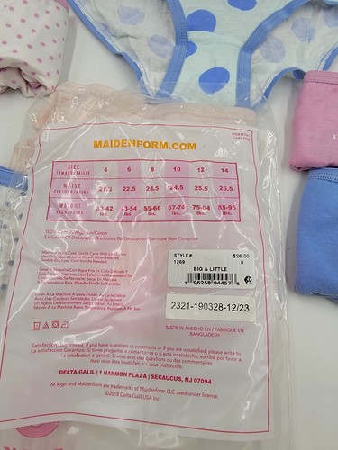 Maidenform Big and Little Dots Hipster Underwear Big Girls 8 Assorted 8-Piece - Picture 15 of 15