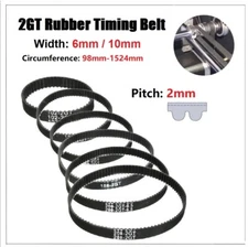2GT Rubber 2mm Pitch Timing Belt Closed Loop 6mm/10mm Width for CNC, 3D Printer