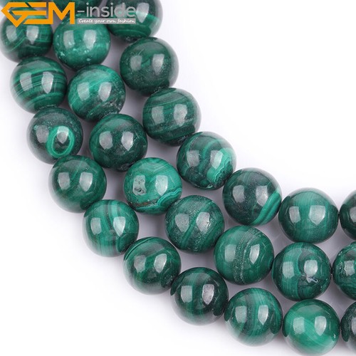 Round Green Malachite Natural Gemstone Loose Beads For Jewellery Making 15" - Picture 39 of 59