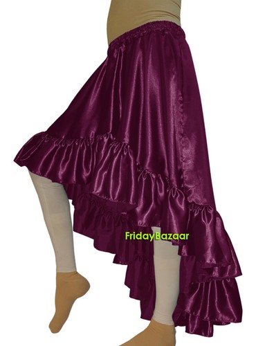12 Yard Satin Flamenco Skirt Ruffle Asym Circular Belly Dance Jupe Tribal Gypsy - Picture 20 of 31